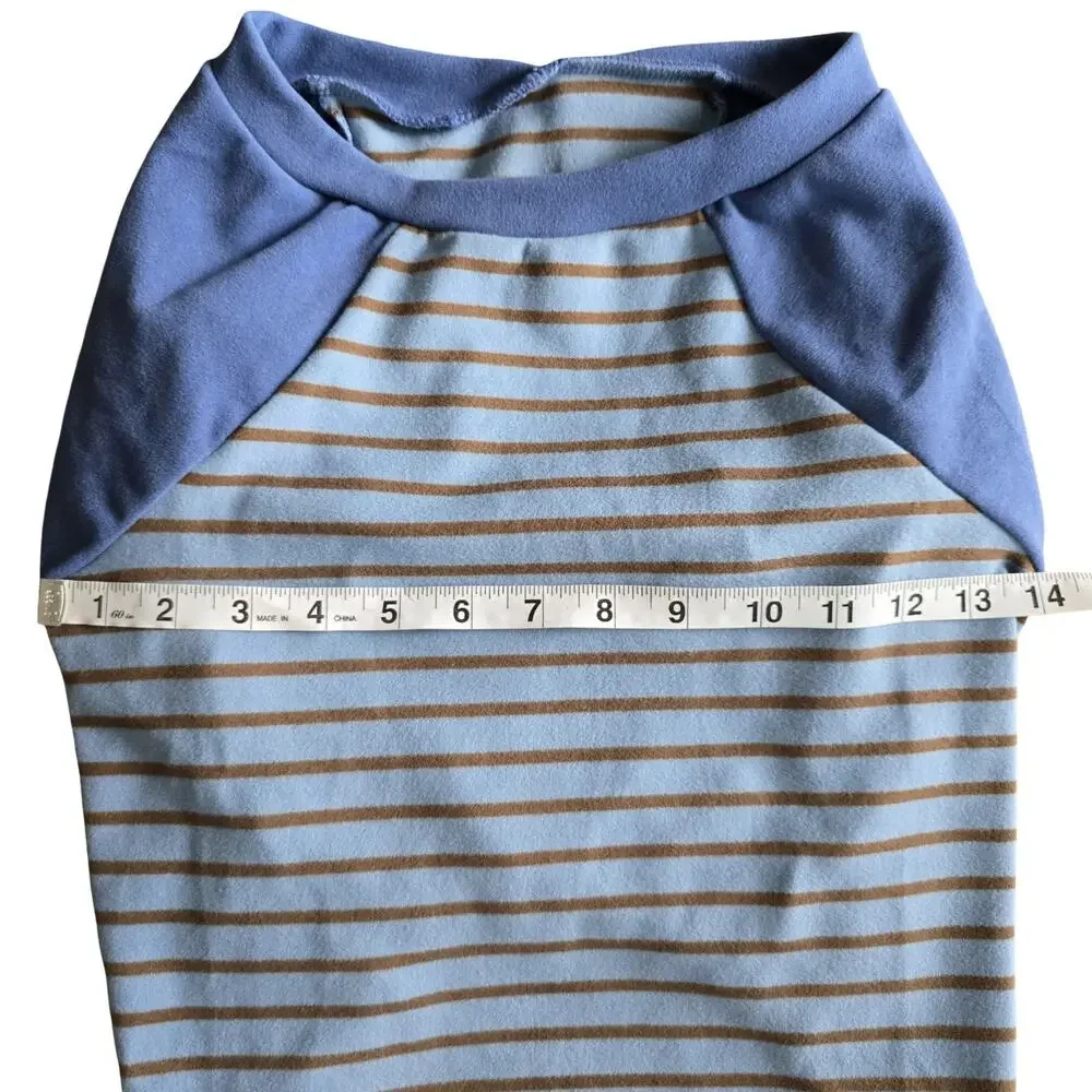 Kyeese Wear Dog Shirt XXL Blue Brown Striped Raglan Pet Tee NWT
